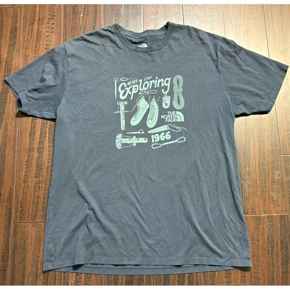 The North Face Shirt Mens XL Never Stop Exploring Blue Outdoors Hiking